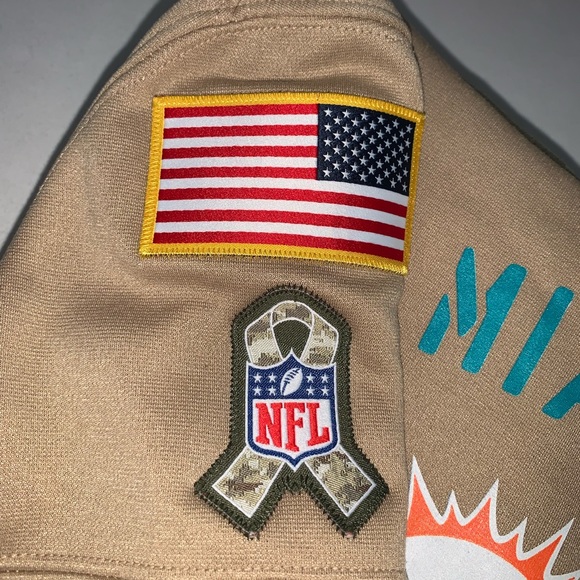 MIAMI DOLPHINS NFL ONFIELD KIDS HOODIE SALUTE TO SERVICE AMERICA PROUD 140-150cm - Picture 5 of 11